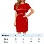 Women’s Elegant Red Flutter Sleeve Belted Dress