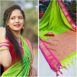Cotton Silk Pai Thani Border Saree with Contras Blouse ,Zari Border