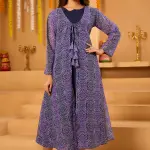 Navy Blue Bandhni Shrug set