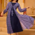 Navy Blue Bandhni Shrug set