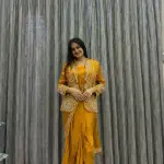 D 60 💙 Teal Blue Saree with Embroidered Jacket