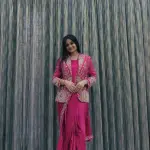 D 60 💙 Teal Blue Saree with Embroidered Jacket