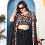 D 70 ✨ Contemporary Black Floral Lehenga Set