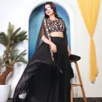 D 70 ✨ Contemporary Black Floral Lehenga Set