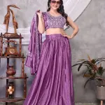 D 71 ✨ Royal Mauve Silk Lehenga Set with Embroidered Jacket