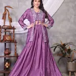 D 71 ✨ Royal Mauve Silk Lehenga Set with Embroidered Jacket