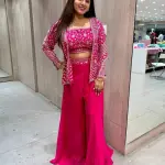 D 74 ✨ Designer Pink Embroidered Co-Ord Set with Jacket ✨