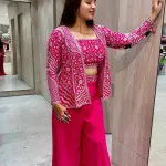 D 74 ✨ Designer Pink Embroidered Co-Ord Set with Jacket ✨