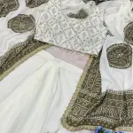 D 95✨ Elegant Ivory & Olive Designer Saree Look ✨