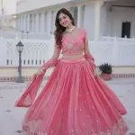 D 37 🌸 Elegant Pink Embroidered Lehenga Choli Set 🌸