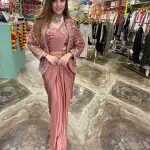 D 49 ✨ Designer Purple Drape Saree with Embroidered Jacket Set ✨💜 Purple (Royal Plum)