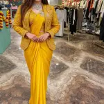 D 49 ✨ Designer Purple Drape Saree with Embroidered Jacket Set ✨💜 Purple (Royal Plum)