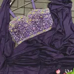 D 49 ✨ Designer Purple Drape Saree with Embroidered Jacket Set ✨💜 Purple (Royal Plum)