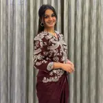 D 86 ✨ Royal Chocolate Brown Designer Saree Set ✨