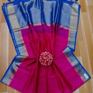 Contrast Pallu Tassar Matka Saree With BLOUSE