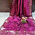 Dark Pink Pure Resham Monipuri Silk Saree – Handwoven Luxury with Silk Mark & Blouse Piece