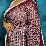 Elegant Two-Tone Handcrafted Hakoba Saree in Maroon & White – Premium Embroidered Design