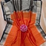 Contrast Pallu Tassar Matka Saree With BLOUSE