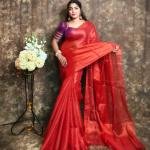 EXCLUSIVE WINTER SPECIAL PLAIN TISSUE SAREE WITH BLOUSE