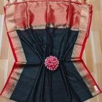 Contrast Pallu Tassar Matka Saree With BLOUSE