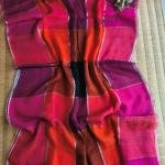 Bold Multicolour Pure Linen Handcrafted Check Saree with Blouse