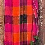 Bold Multicolour Pure Linen Handcrafted Check Saree with Blouse