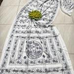 Noir Thread on Ivory Dreams – Handcrafted Kantha Saree in Assam Silk