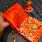 Exquisite Navy Blue Tusshar Silk Handcrafted Saree