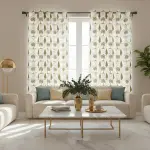 Jaipuri Mocha Garden Block Print Curtains