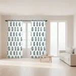 Ethnic Padma Block Print Curtains – Jaipuri Kairi Floral Design in Green / 100% Cotton