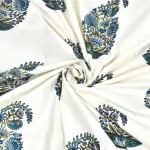 Ethnic Padma Block Print Curtains – Jaipuri Kairi Floral Design in Green / 100% Cotton