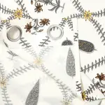 Pookalam Bloom Curtains – Rihaa Hand Block Printed in Yellow & Grey