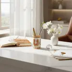 Marble Peacock Painting Pen Holder