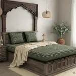 Traditional Sanganeri Zigzag Design Cotton Bed Sheet (90" X 108")