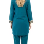 Women Solid Kurta Pant Set with Embellished Yoke | Elegant Ethnic Wear
