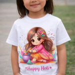 Kids Girl Printed White Cotton T-Shirt