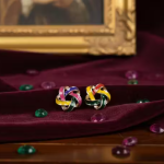 Trendy Multicolor Enamel Knot Stud Earrings for Women & Girls
