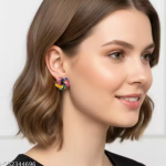 Trendy Multicolor Enamel Knot Stud Earrings for Women & Girls