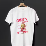 Cupid’s Favorite Hot Mess Printed White Cotton T-Shirt for Women