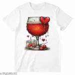 Stylish Heart Glass Printed Men White Cotton T-Shirt