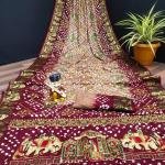 ART SILK DOLLY WORK BANDHEJ PANETER WHITE SAREES*🌹