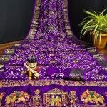 ART SILK DOLLY WORK BANDHEJ PANETER WHITE SAREES*🌹