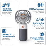 Portable USB Rechargeable Fan – Handheld & Desktop Mini Cooling Fan with Strong Airflow