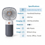 Portable USB Rechargeable Fan – Handheld & Desktop Mini Cooling Fan with Strong Airflow