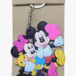Handmade PVC Keychain with Mickey and Mouse Figures, Multicolor