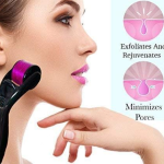 Derma Roller System, 0.5 mm Titanium Needles, 540 Pins, Hair Growth and Repair Tool, Black and Pink (pack of 4, Medium)