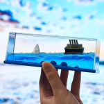 Liquid Wave Cruise Ship Decoration | Unsinkable Titanic Model in a Clear Liquid