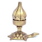 Brass Curved Metal Flower Candle Holder On Tortoise