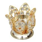 Brass Table Decor Oil Lamp Deepak With Crystal  - Antique Deepak for Aesthetic Décor