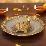 Aluminium  Showpiece Tortoise Statue With Glass Plate